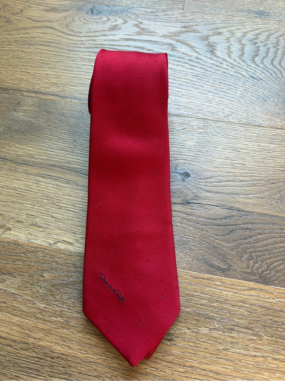 Red Men's Tie - Designer Script Accent